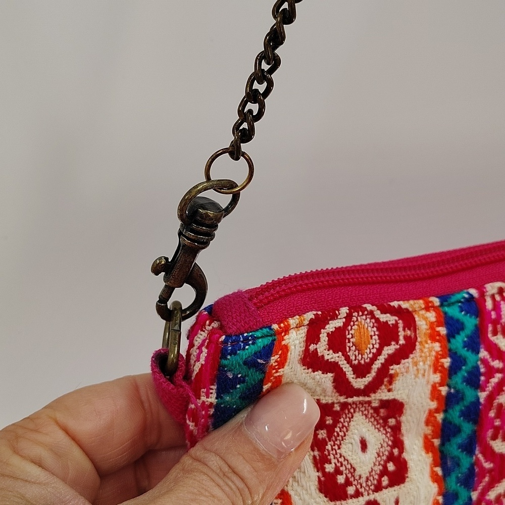 Camel Threads Totes & Toes Crossbody Bag Zip Top Chain Strap Embroidered - Picture 2 of 6